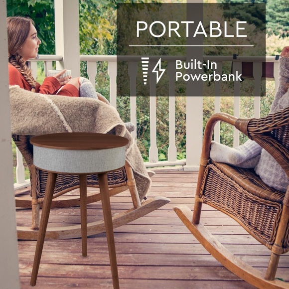 NIB WIRELESS Round Wood Speaker Table - Picture 3 of 11